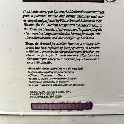 LOT 120B: Aladdin Crystal Lincoln Drape Incandescent Oil Lamp with 14” Shade w/ 4 Gallons Of Candle & Lamp Oil