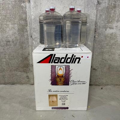 LOT 120B: Aladdin Crystal Lincoln Drape Incandescent Oil Lamp with 14” Shade w/ 4 Gallons Of Candle & Lamp Oil