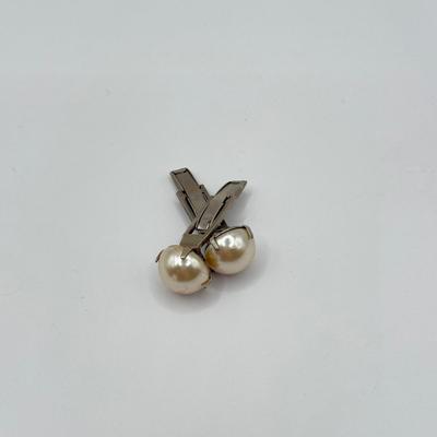 LOT 132J: Vintage “Pearl” Jewelry Collection - Double Strand 15” Necklace w/ Goldtone Flower Clasp, Small Pendants, Pins & Earrings