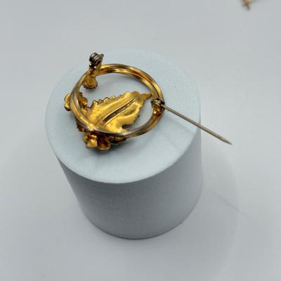 LOT 132J: Vintage “Pearl” Jewelry Collection - Double Strand 15” Necklace w/ Goldtone Flower Clasp, Small Pendants, Pins & Earrings