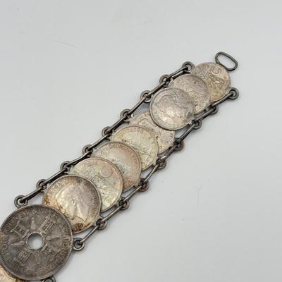 LOT 133J: Vintage International Coin Bracelet