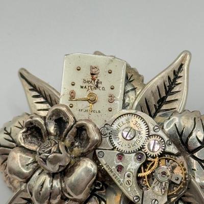LOT 134J: Hand Made Watch Parts Brooch w/ Collection of Pins & Pendants