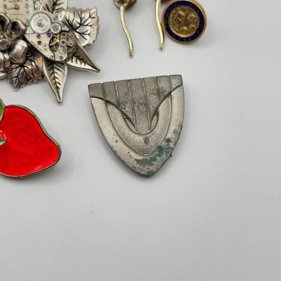 LOT 134J: Hand Made Watch Parts Brooch w/ Collection of Pins & Pendants