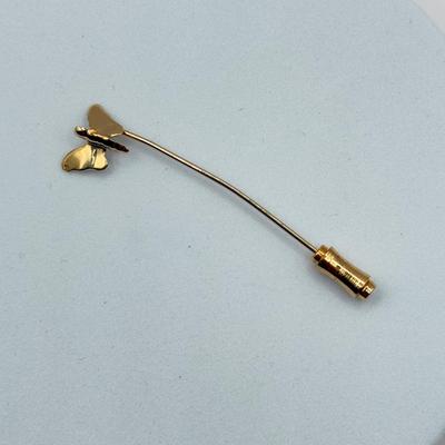 LOT 136J: Vintage Butterfly Stick Pin - Butterfly is 14kt Gold, Stick is Not