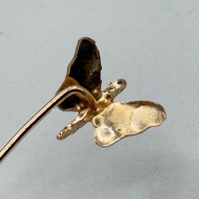LOT 136J: Vintage Butterfly Stick Pin - Butterfly is 14kt Gold, Stick is Not