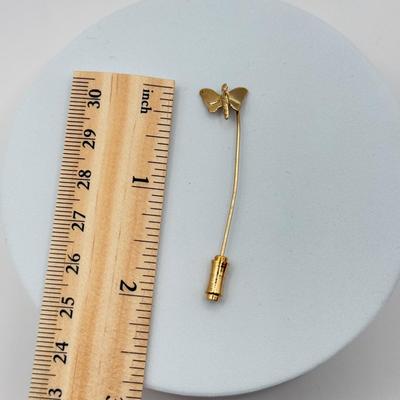 LOT 136J: Vintage Butterfly Stick Pin - Butterfly is 14kt Gold, Stick is Not