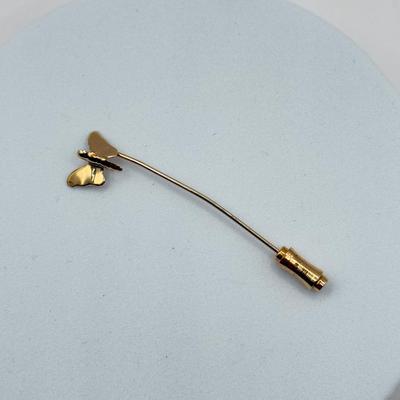 LOT 136J: Vintage Butterfly Stick Pin - Butterfly is 14kt Gold, Stick is Not