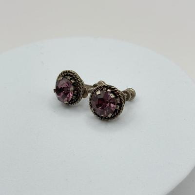 LOT 137J: Vintage Sterling Silver Ring w/ Matching Screwback Earrings