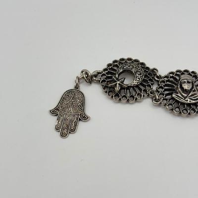 LOT 138J: Vintage Statement Bracelets & Bangles - 2 w/ Safety Chains, Maroc & More