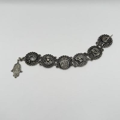 LOT 138J: Vintage Statement Bracelets & Bangles - 2 w/ Safety Chains, Maroc & More