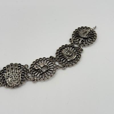 LOT 138J: Vintage Statement Bracelets & Bangles - 2 w/ Safety Chains, Maroc & More