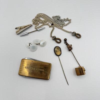 LOT 141J: Vintage Stick Pins, Pocket Knife & More