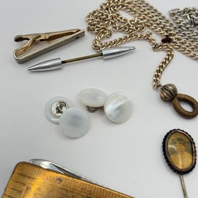 LOT 141J: Vintage Stick Pins, Pocket Knife & More