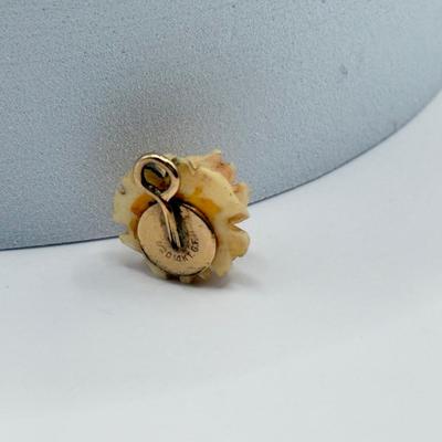 LOT 144J: Carved Flower Bead Necklace & Mod Style Jewelry