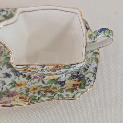 Vintage Royal Winton Grimwades England Floral Sugar & Creamer With Tray (LR)