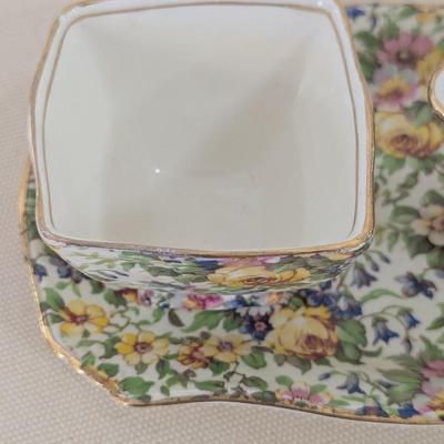 Vintage Royal Winton Grimwades England Floral Sugar & Creamer With Tray (LR)