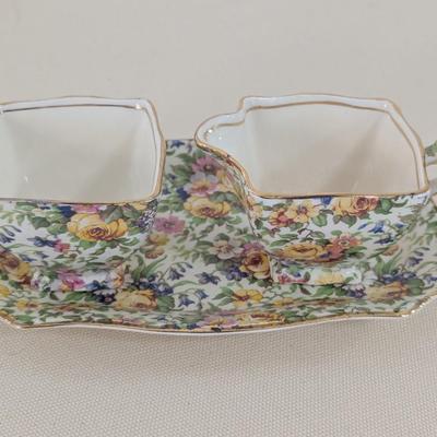 Vintage Royal Winton Grimwades England Floral Sugar & Creamer With Tray (LR)