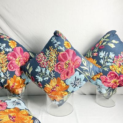 Lot V 618 Four New Pier 1 18” Embroidered Floral Throw Pillows