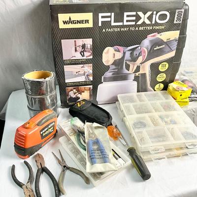 Lot W 622 NIB FLEXiO Paint Sprayer, Picture Hanger Kits, Various Small Tools and more