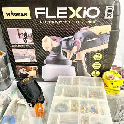 Lot W 622 NIB FLEXiO Paint Sprayer, Picture Hanger Kits, Various Small Tools and more