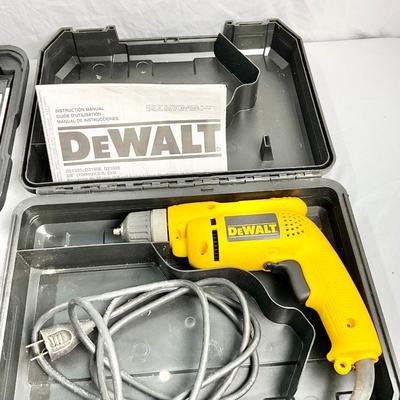 Lot W 624 DeWalt D21008 3/8” VSR Drill in Hard Case, Complete Household Tool Kit