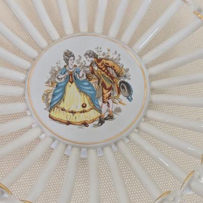 Vintage Reticulated Victorian Couple Gilded Plate (LR)