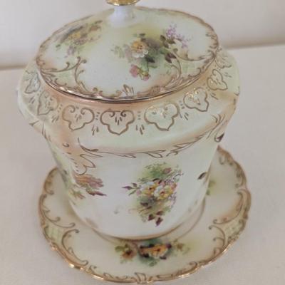 S. F. & Co. England Royal Devon Biscuit Jar & Plate (LR)