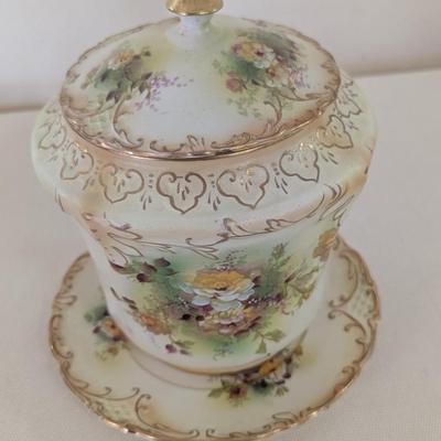 S. F. & Co. England Royal Devon Biscuit Jar & Plate (LR)