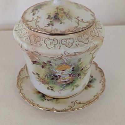 S. F. & Co. England Royal Devon Biscuit Jar & Plate (LR)