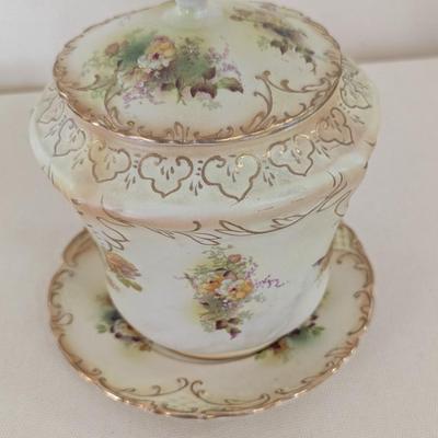 S. F. & Co. England Royal Devon Biscuit Jar & Plate (LR)