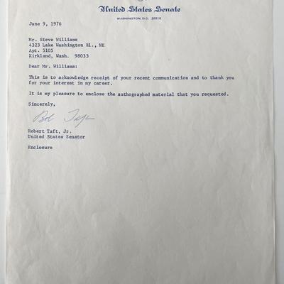Ohio Senator Robert Taft Jr. signed letter