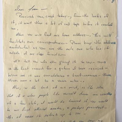 Actor Peter Brown signed letter