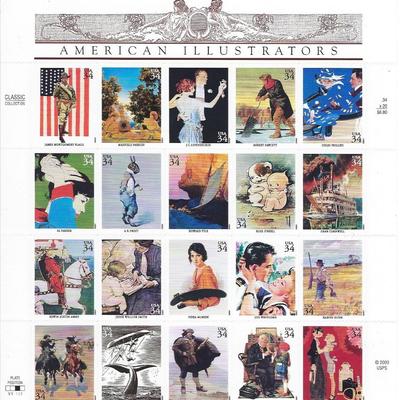 American Illustrators stamp sheet 20 x 34 cent stamps