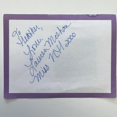 Miss New Hampshire Lauren Meehan signed note