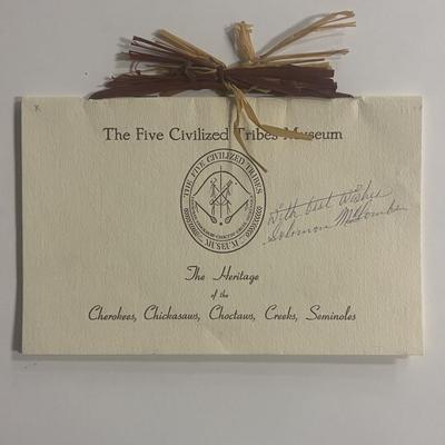 American Artist Solomon McCombs signed The Five Civilized Tribes Museum Card