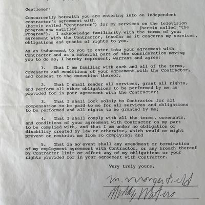 McKinley Morganfield "Muddy Waters" signed contract 
