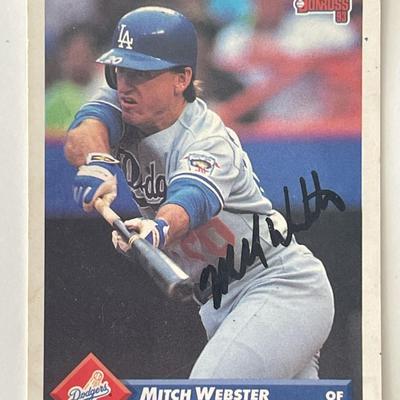 LA Dodgers Mitch Webster signed 1993 Donruss trading card
