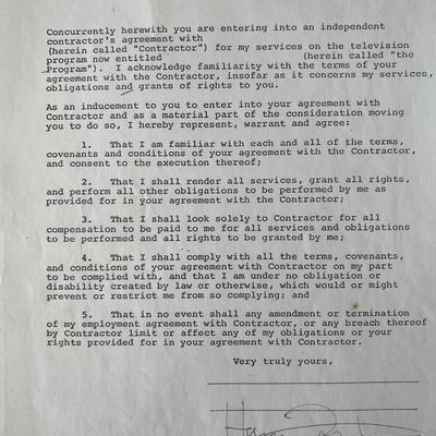 Harry Nilsson signed contract 