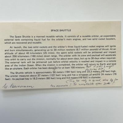 W. Pressernan signed Space Shuttle card