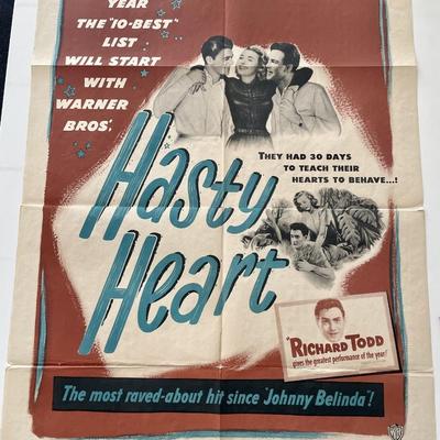 Hasty Heart 1950 vintage movie poster