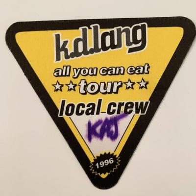 k.d. lang 1993 All You Can Eat Tour Local Crew Pass