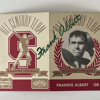 Stanford Football Frankie Albert signed 1991 trading card