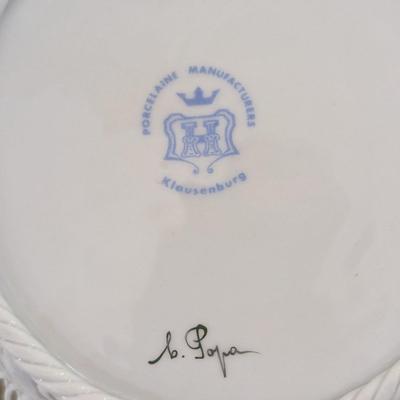 Signed Vintage Klausenburg Porcelain Reticulated Basket Weave Bowl