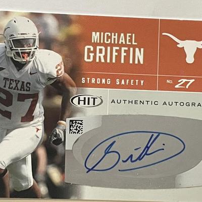 Texas Longhorns Michael Griffin signed 2007 Sage Hit Autograph trading card