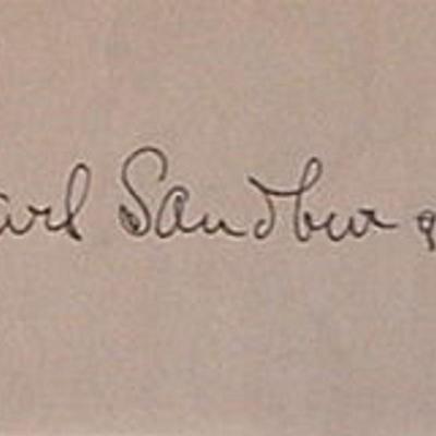 Pulitzer Prize Winner Carl Sandburg signature slip