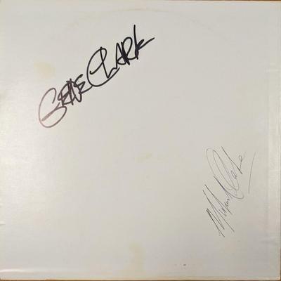 Wolfman Jack and Gene Clark signed album cover 
