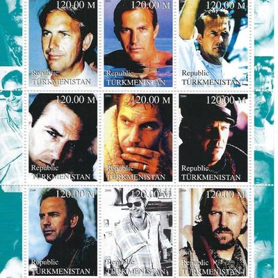 Kevin Costner - Turkmenistan - Cinderella Stamp Set