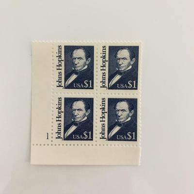 1989 $1 Great Americans: Johns Hopkins Stamp Plate Block