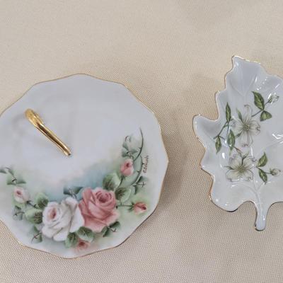 Vintage Coffee Saucer With Handle & Hand Painted Lefton China Leaf (LR)