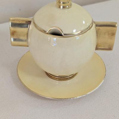 Vintage Carlton Ware England Sugar Bowl With Lid & Gold Trim (LR)